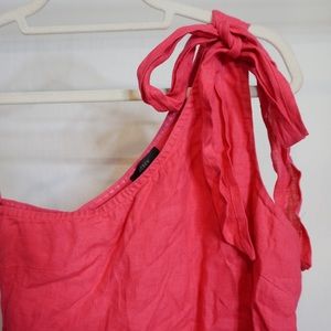 J Crew 100% linen hot pink one shoulder new with tag mini dress size xs